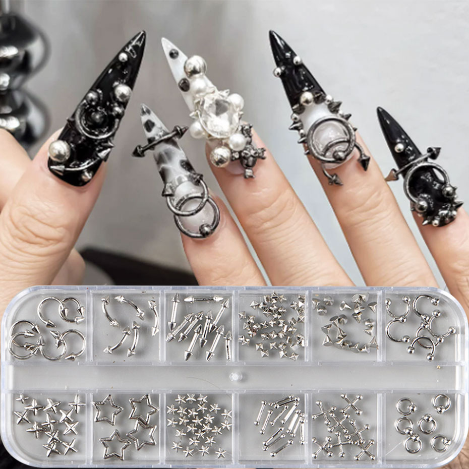 Y2K Tech Accessories - 12 Grids Y2K Silvery Golden Punk
