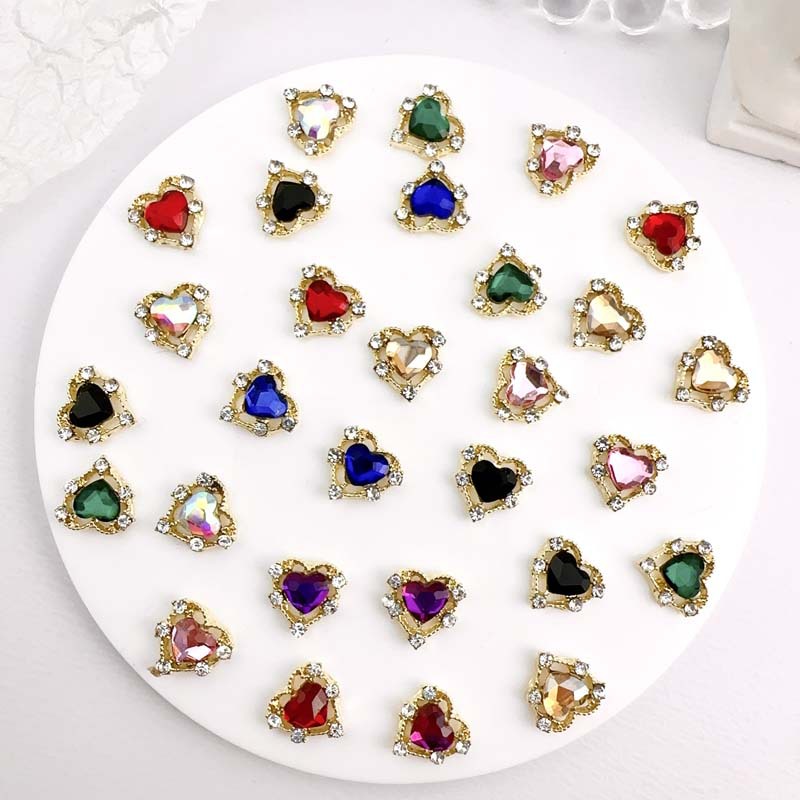 Y2K Tech Accessories - 10pcs Luxury Alloy Nail Charms Heart